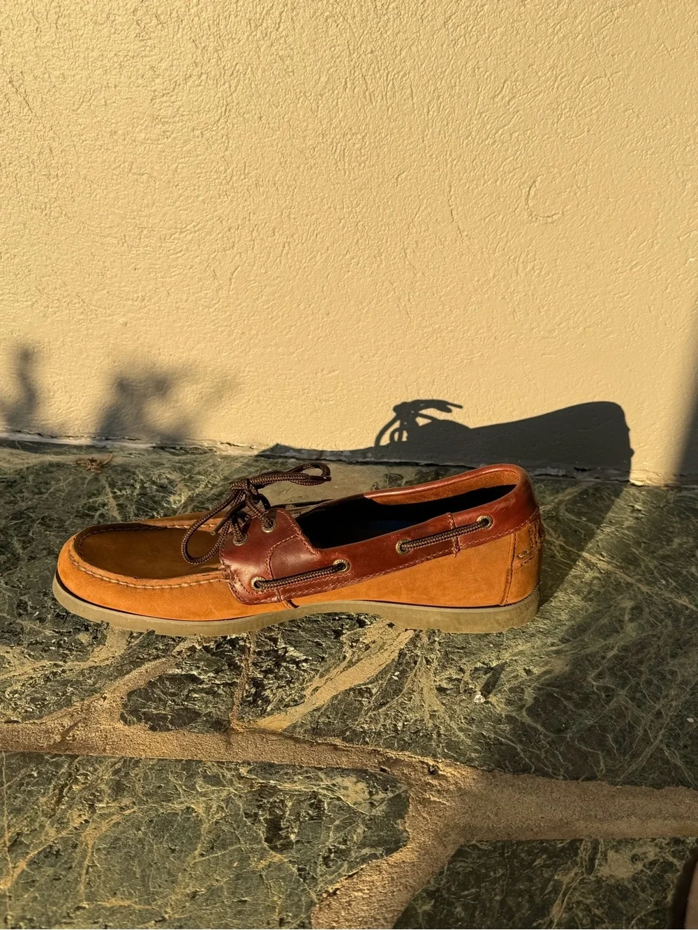Sperry Two-Tone Brown Leather & Tan Suede Boat Shoes